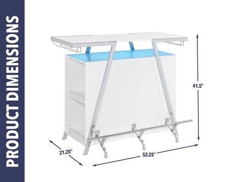 Zena White/Chrome 3-Piece Bar Set with LED lighting from Steve Silver - Luna Furniture