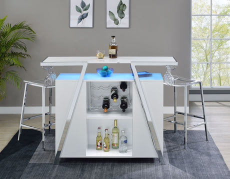 Zena White/Chrome 3-Piece Bar Set with LED lighting from Steve Silver - Luna Furniture