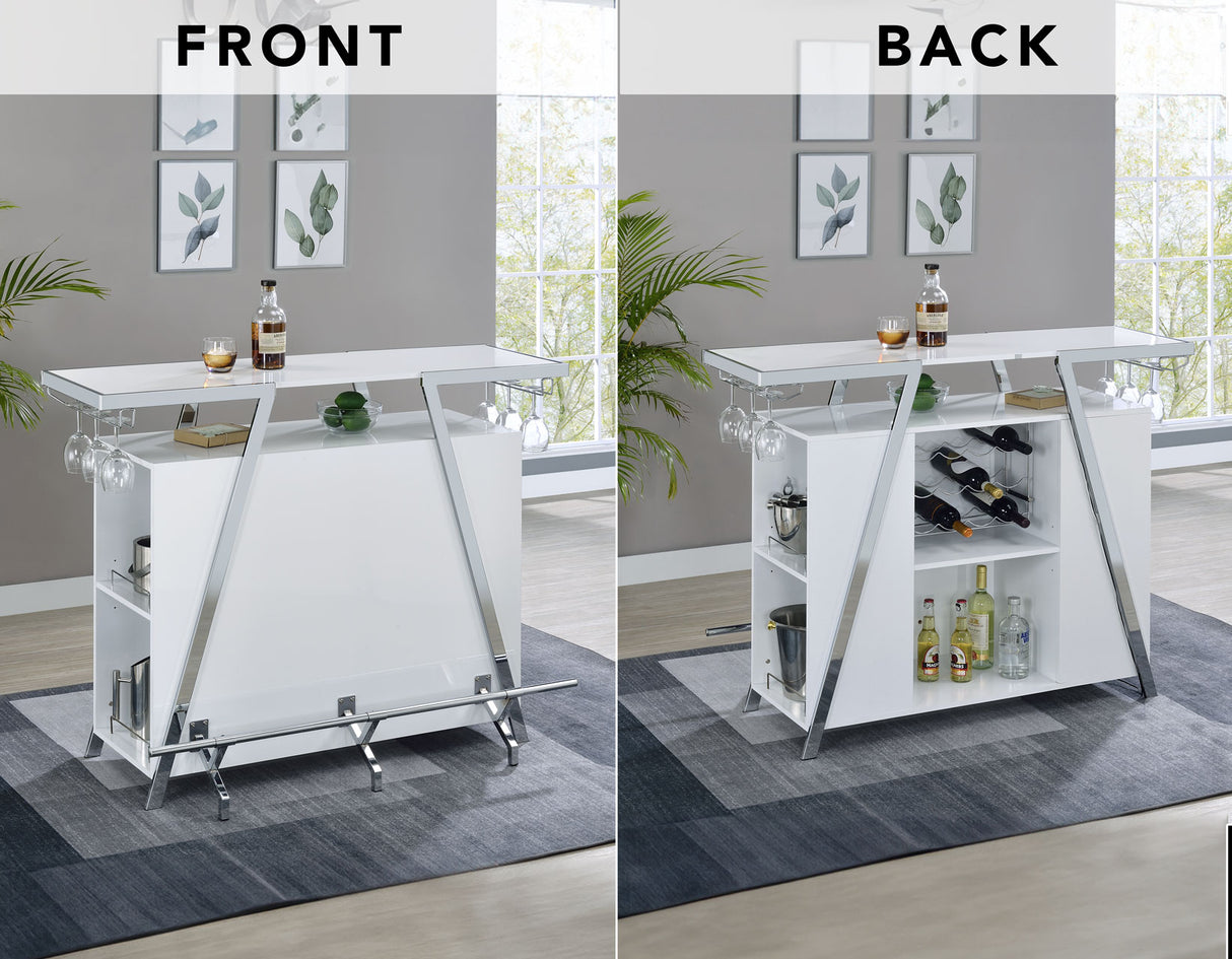 Zena White/Chrome Bar w/LED Lights from Steve Silver - Luna Furniture