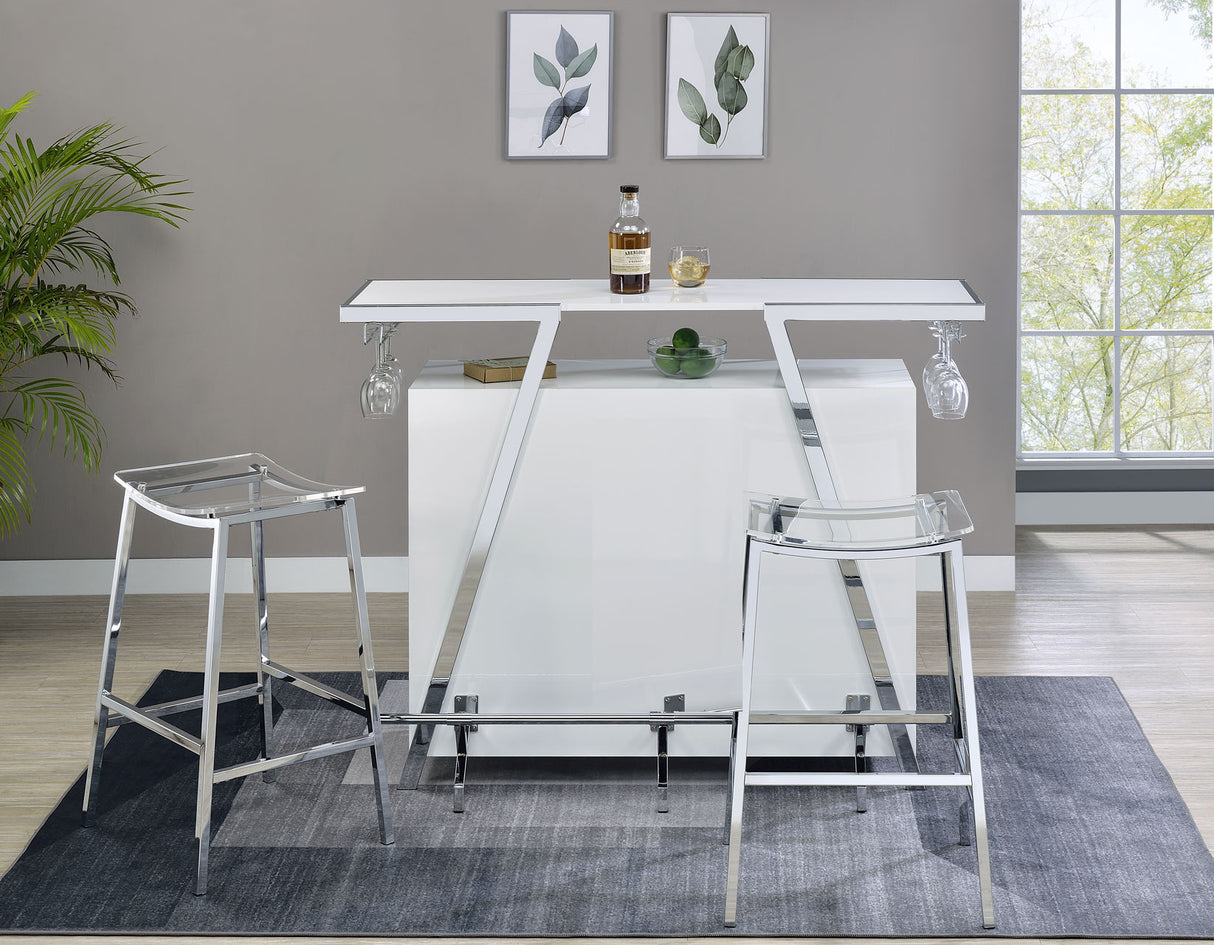 Zena White/Chrome Bar w/LED Lights from Steve Silver - Luna Furniture