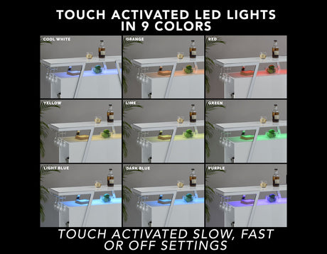 Zena White/Chrome Bar w/LED Lights from Steve Silver - Luna Furniture