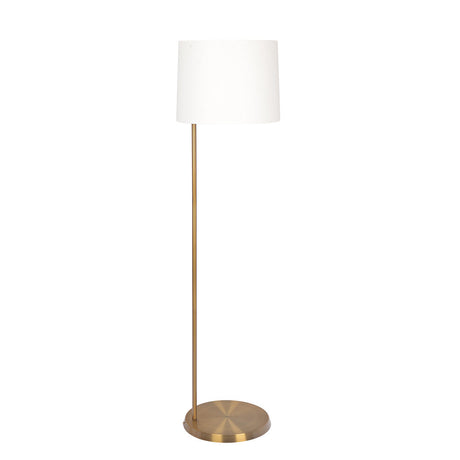 Zenith Offset Brass Base Floor Lamp with Drum-shaped Linen Shade from Midinmod - Luna Furniture
