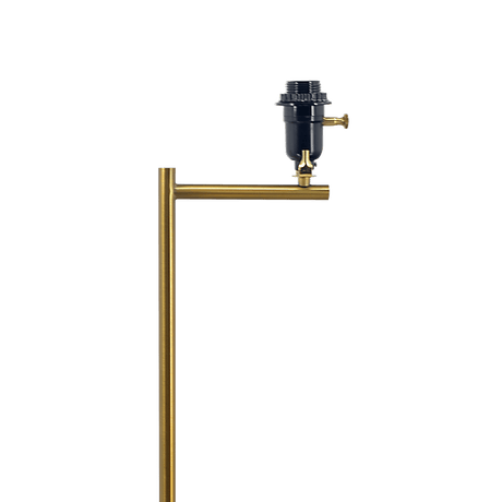 Zenith Offset Brass Base Floor Lamp with Drum-shaped Linen Shade from Midinmod - Luna Furniture