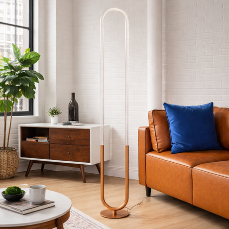 Zeon LED Floor Lamp Coarse Gold and Clear from Ashcroft Furniture - Luna Furniture