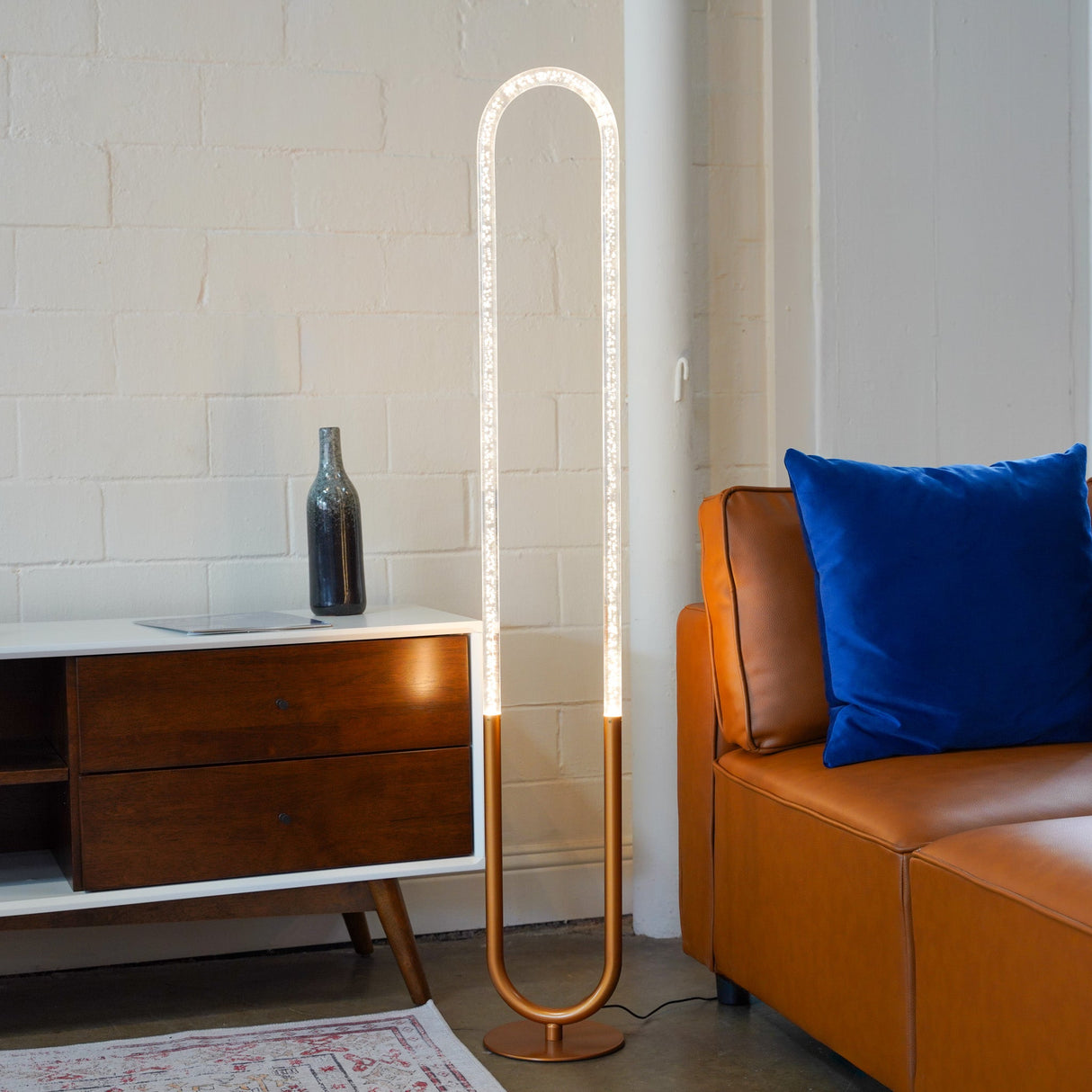 Zeon LED Floor Lamp Coarse Gold and Clear from Ashcroft Furniture - Luna Furniture