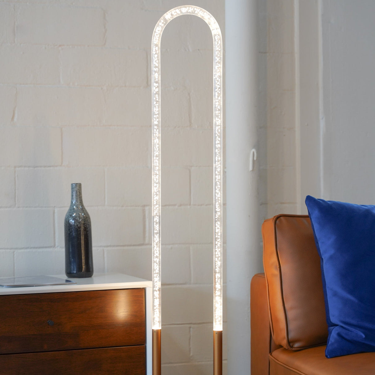 Zeon LED Floor Lamp Coarse Gold and Clear from Ashcroft Furniture - Luna Furniture