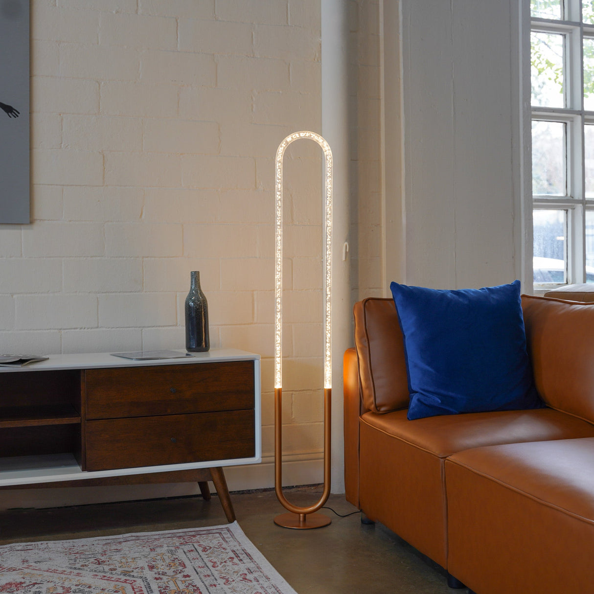 Zeon LED Floor Lamp Coarse Gold and Clear from Ashcroft Furniture - Luna Furniture