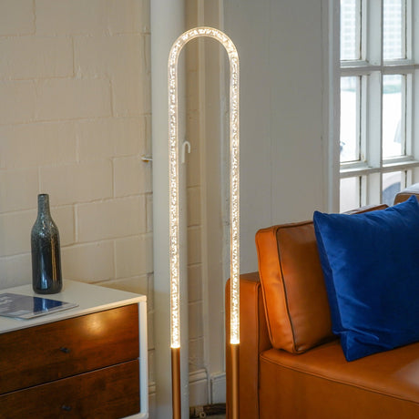 Zeon LED Floor Lamp Coarse Gold and Clear from Ashcroft Furniture - Luna Furniture