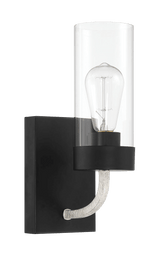 Zephyr Single Light Sconce With Clear Glass Metal Black Finish from Midinmod - Luna Furniture