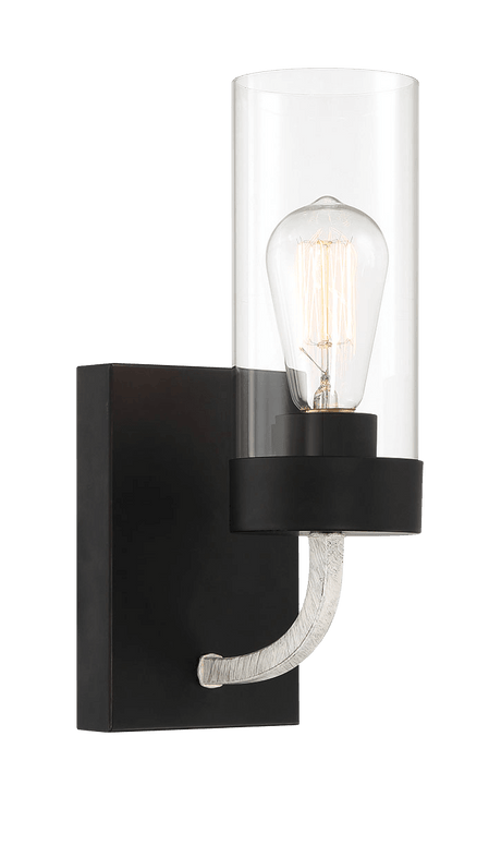 Zephyr Single Light Sconce With Clear Glass Metal Black Finish from Midinmod - Luna Furniture