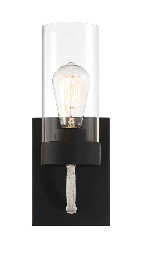 Zephyr Single Light Sconce With Clear Glass Metal Black Finish from Midinmod - Luna Furniture