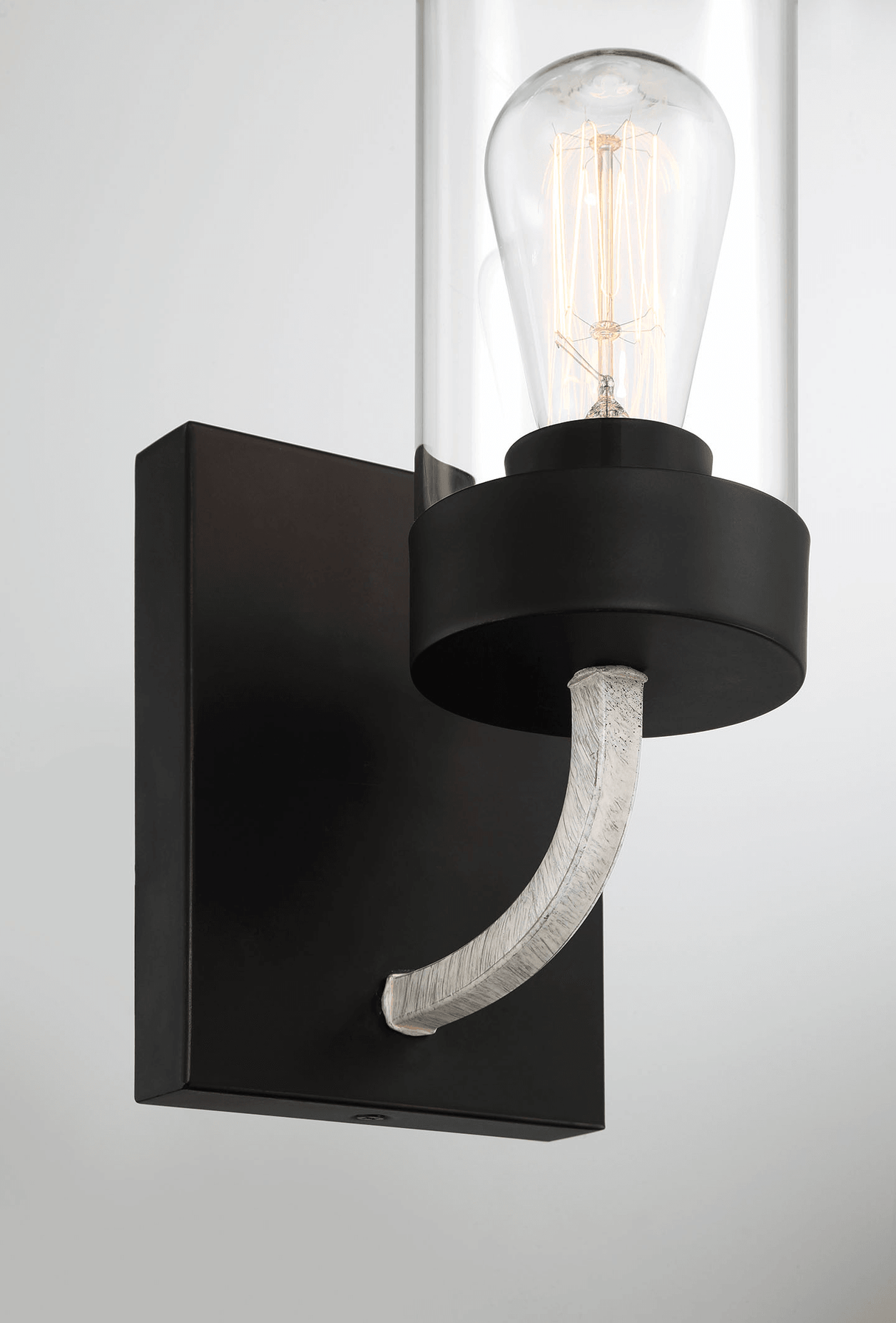 Zephyr Single Light Sconce With Clear Glass Metal Black Finish from Midinmod - Luna Furniture