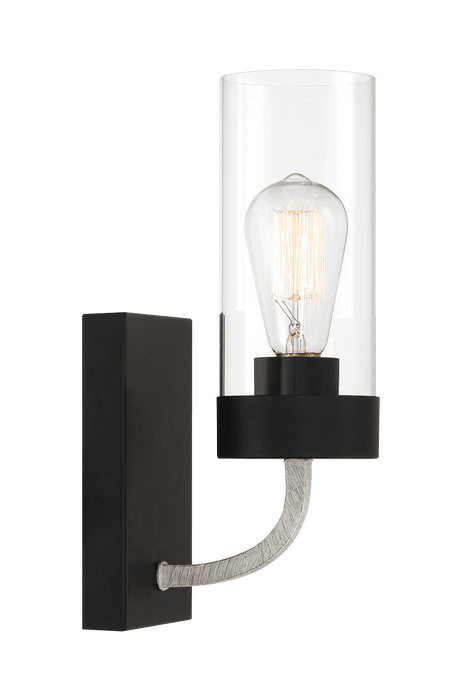Zephyr Single Light Sconce With Clear Glass Metal Black Finish from Midinmod - Luna Furniture