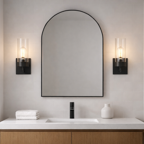 Zephyr Single Light Sconce With Clear Glass Metal Black Finish from Ashcroft Furniture - Luna Furniture