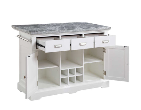 Zermatt 2-Piece Grey Marble Kitchen Island(Island, 2 Counter Stools) from Steve Silver - Luna Furniture