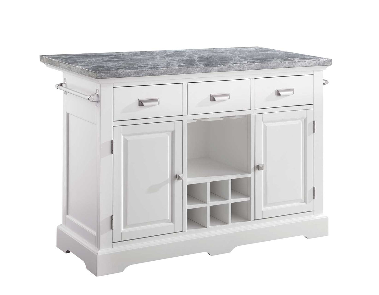 Zermatt 2-Piece Grey Marble Kitchen Island(Island, 2 Counter Stools) from Steve Silver - Luna Furniture