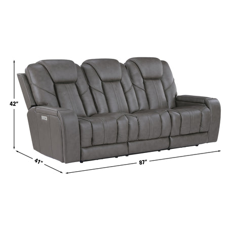 Daniel Triple Power Home Theater Leather Reclining Sofa with Drop-Down Control Console, Built-in Speakers & Vibration, Heat, and Massage from Steve Silver - Luna Furniture