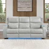 Luna Home Cinema Power Reclining Sofa, Ice Vegan Leather from Steve Silver - Luna Furniture