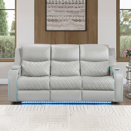 Luna Home Cinema Power Reclining Sofa, Ice Vegan Leather from Steve Silver - Luna Furniture