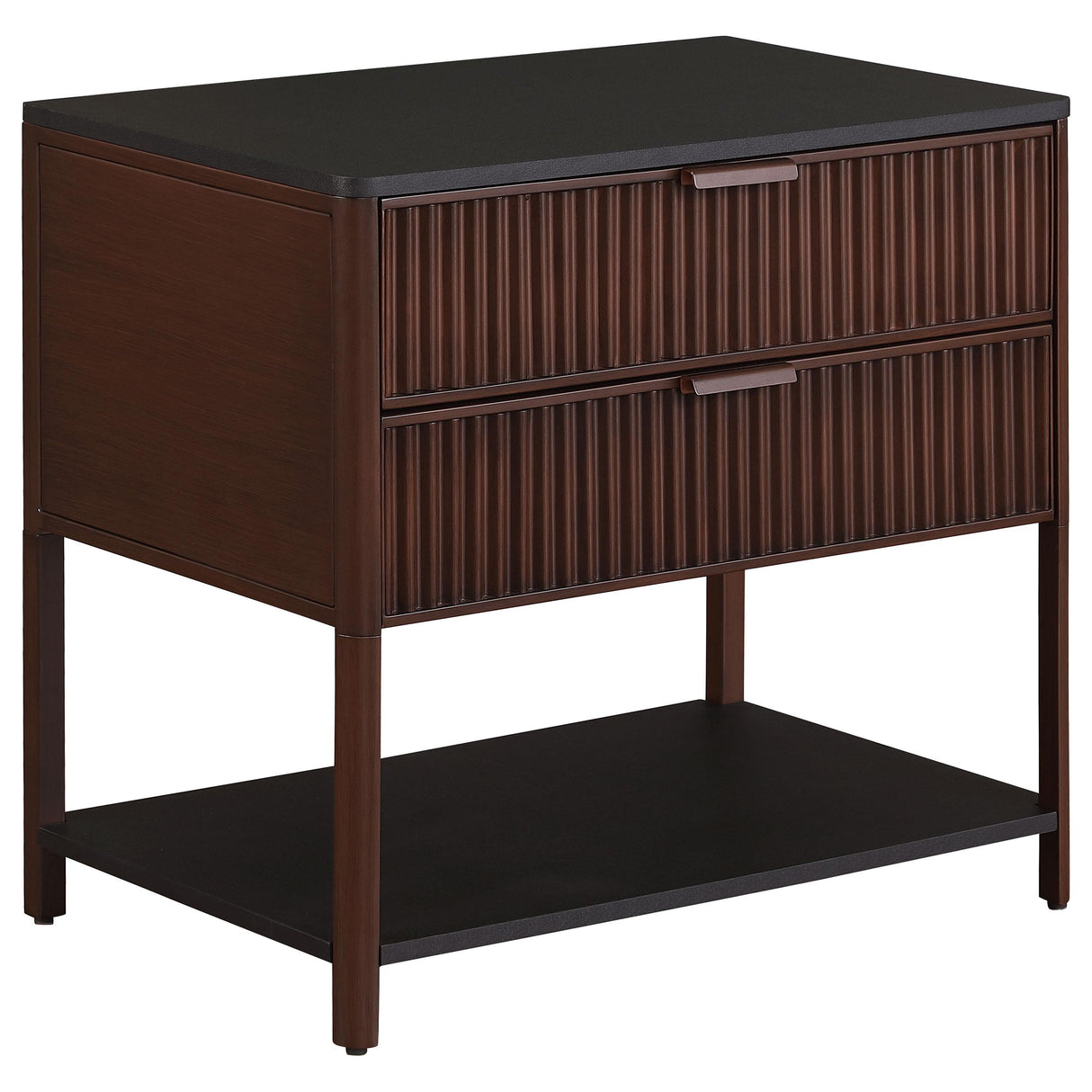 Zimmerlee Rust Brown 2-Drawer Side Table with Shelf from Coaster - Luna Furniture