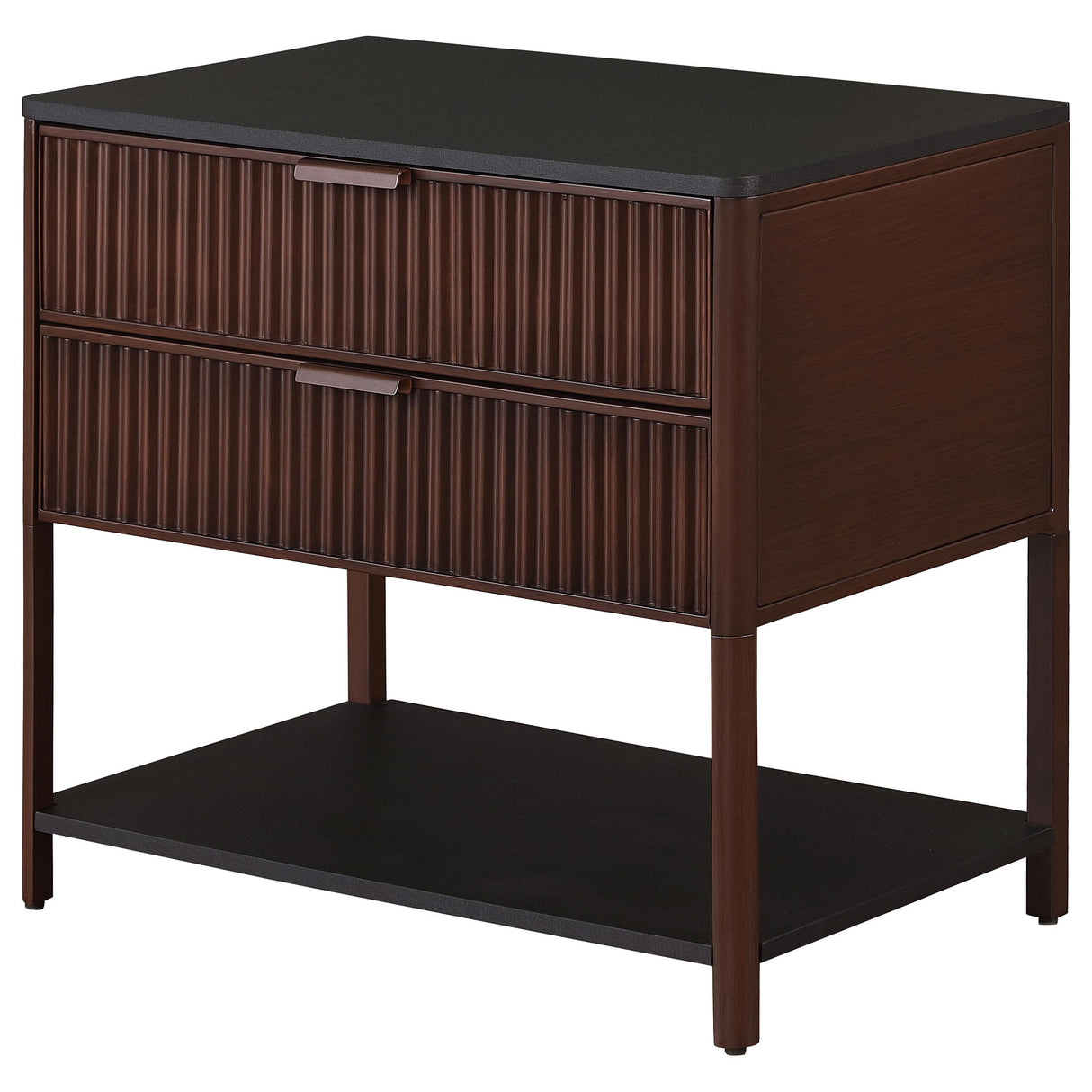Zimmerlee Rust Brown 2-Drawer Side Table with Shelf from Coaster - Luna Furniture