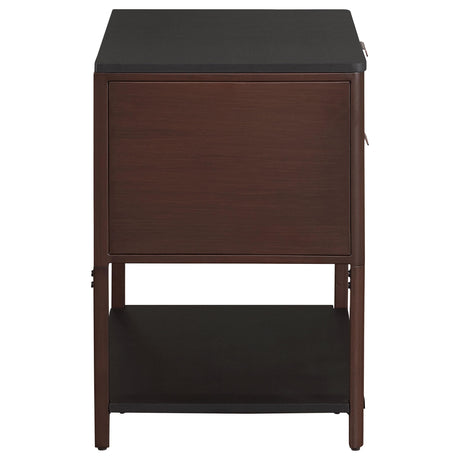 Zimmerlee Rust Brown 2-Drawer Side Table with Shelf from Coaster - Luna Furniture