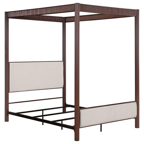 Zimmerleee Rust Brown 89-inch Metal Queen Canopy Bed from Coaster - Luna Furniture