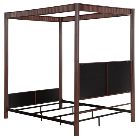Zimmerleee Rust Brown 89-inch Metal Queen Canopy Bed from Coaster - Luna Furniture