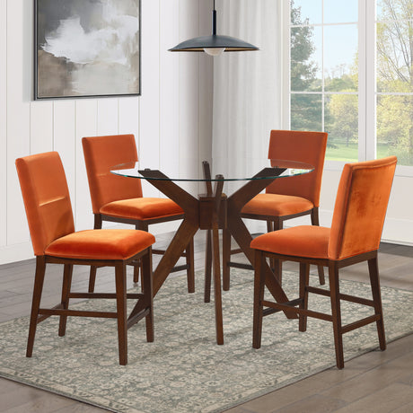 Zen Orange Velvet 24″ Counter Chair, Set of 2 from Steve Silver - Luna Furniture