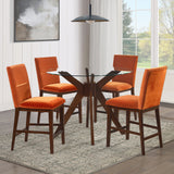 Zen 5-Piece Counter Set with Orange Velvet Counter Chairs from Steve Silver - Luna Furniture