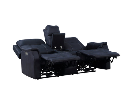 Valencia Ocean Blue Dual-Power Reclining Console Loveseat from Steve Silver - Luna Furniture