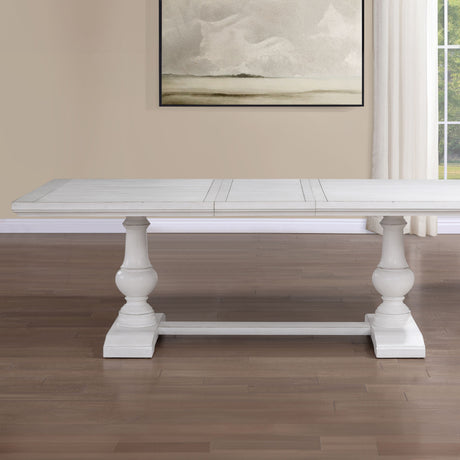 Warren White 72-90″ Rectangular Dining Table with 18″ Leaf from Steve Silver - Luna Furniture
