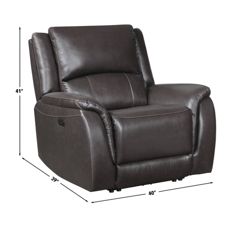 Alexandria Chocolate 3-Piece Top-Grain Leather Power Reclining Living Room Set from Steve Silver - Luna Furniture