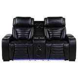 Zuma Black Faux Leather Dual Power Reclining LED Loveseat from Coaster - Luna Furniture