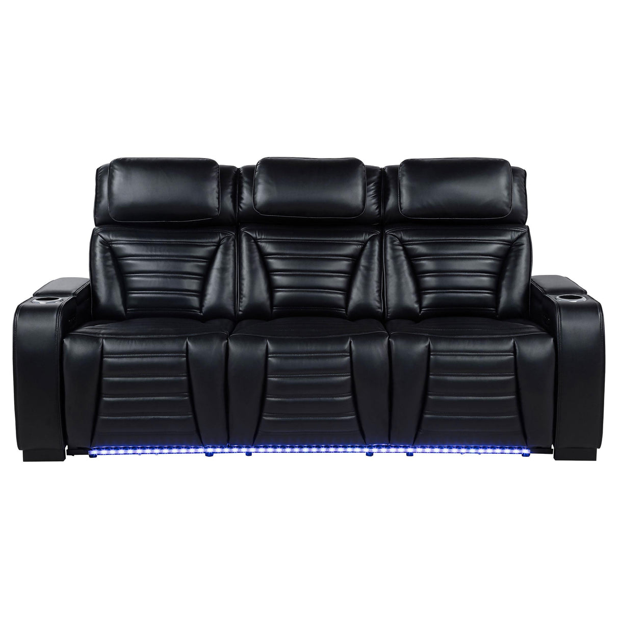 Zuma Black Faux Leather Dual Power Reclining LED Sofa from Coaster - Luna Furniture