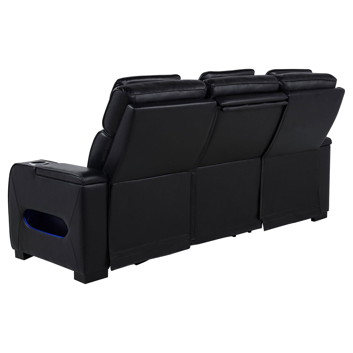 Zuma Black Faux Leather Dual Power Reclining LED Sofa from Coaster - Luna Furniture