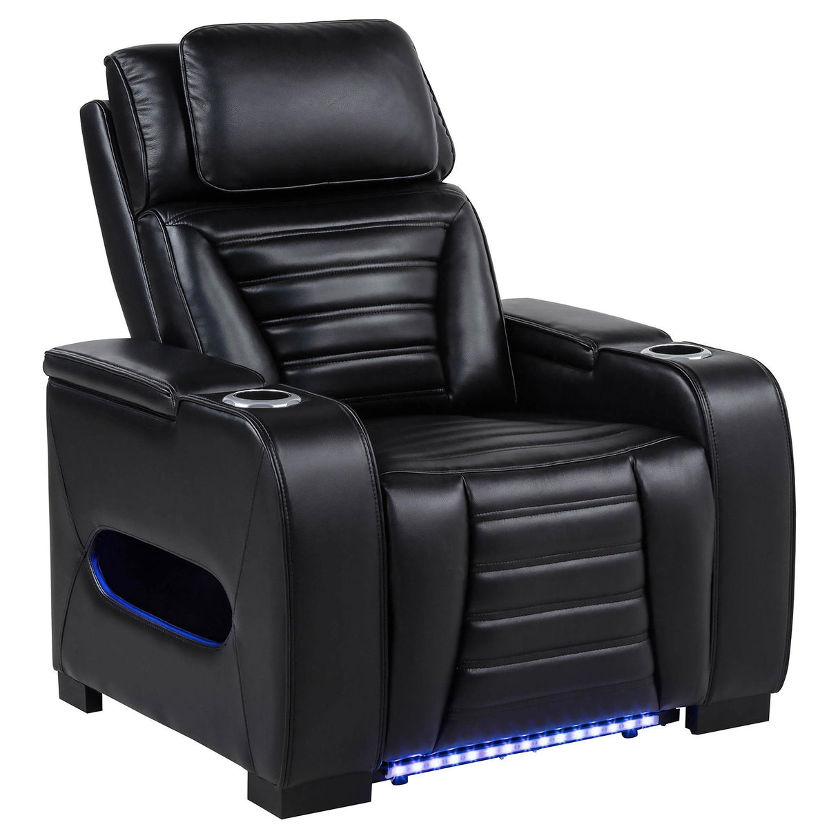 Zuma Black Faux Leather Upholstered Dual Power LED Recliner from Coaster - Luna Furniture