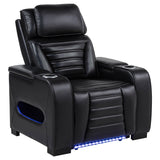 Zuma Black Faux Leather Upholstered Dual Power LED Recliner from Coaster - Luna Furniture