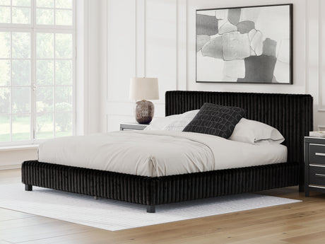 Zuraleus Black King Upholstered Bed from Ashley - Luna Furniture