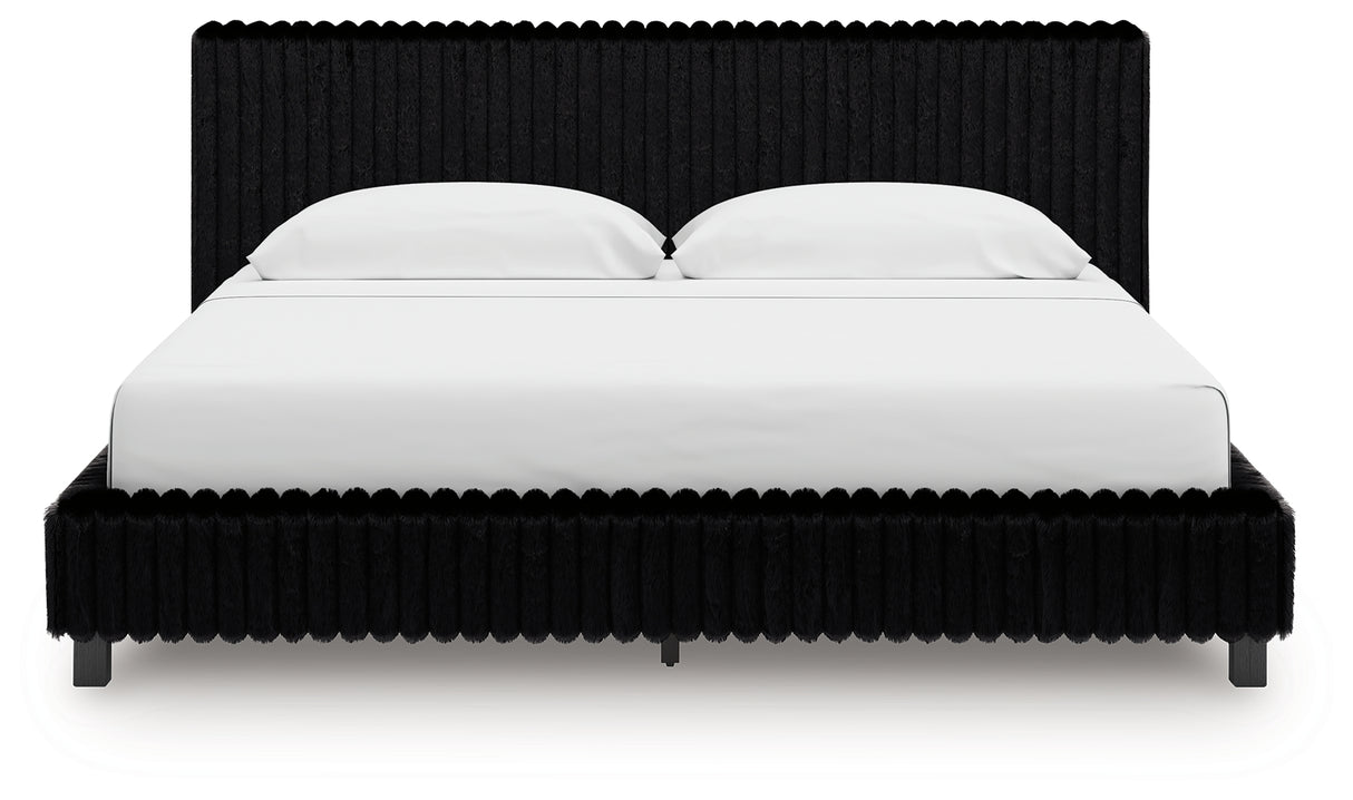 Zuraleus Black King Upholstered Bed from Ashley - Luna Furniture