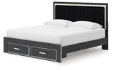Zuraleus Black King Upholstered Panel Storage Bed from Ashley - Luna Furniture