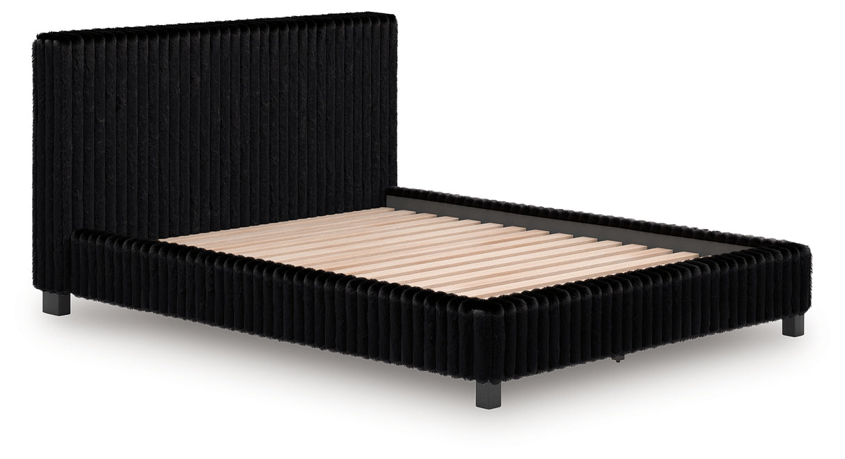 Zuraleus Black Queen Upholstered Bed, Dresser and Nightstand from Ashley - Luna Furniture