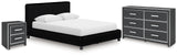 Zuraleus Black Queen Upholstered Bed, Dresser and Nightstand from Ashley - Luna Furniture