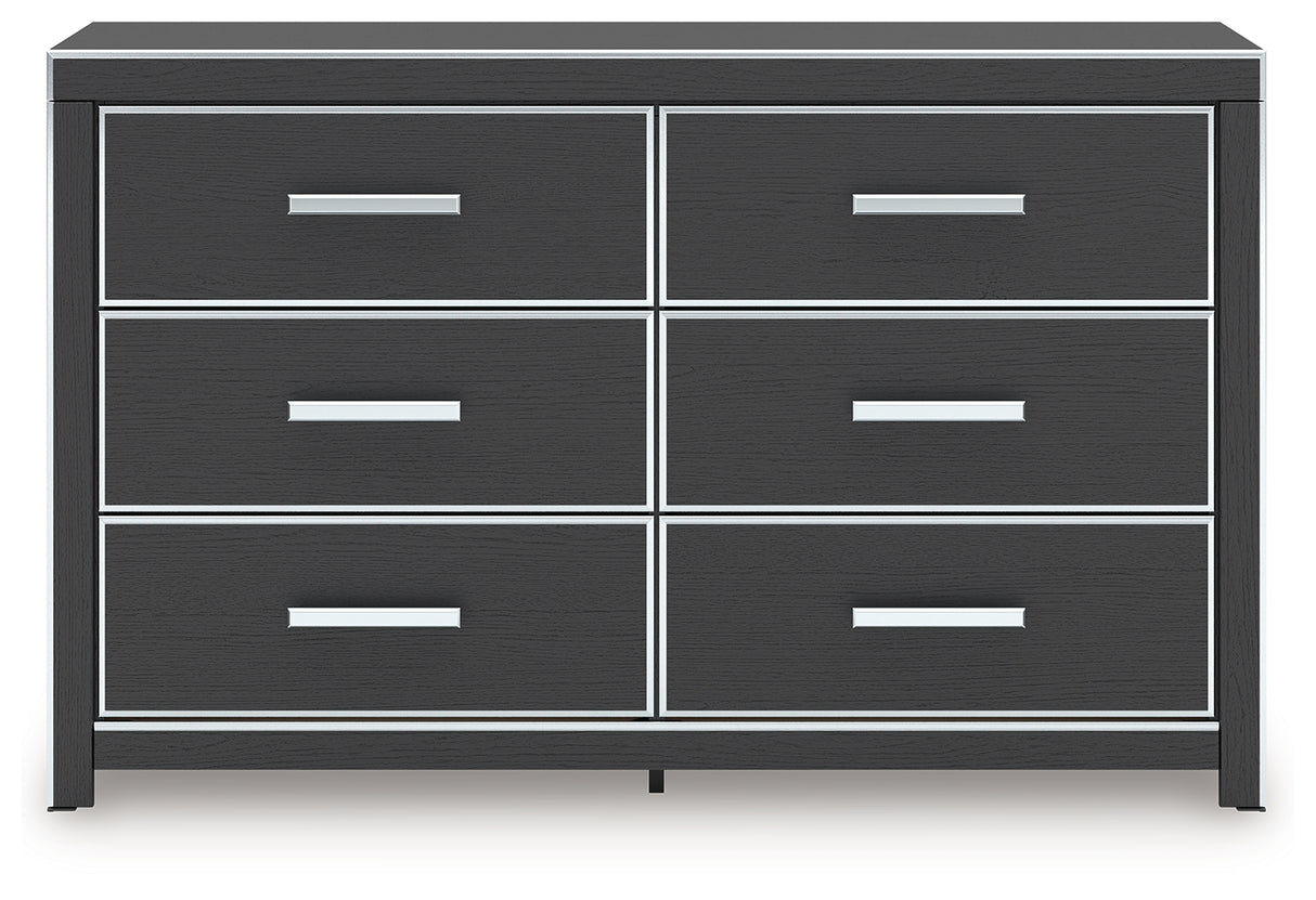 Zuraleus Black Queen Upholstered Bed, Dresser and Nightstand from Ashley - Luna Furniture