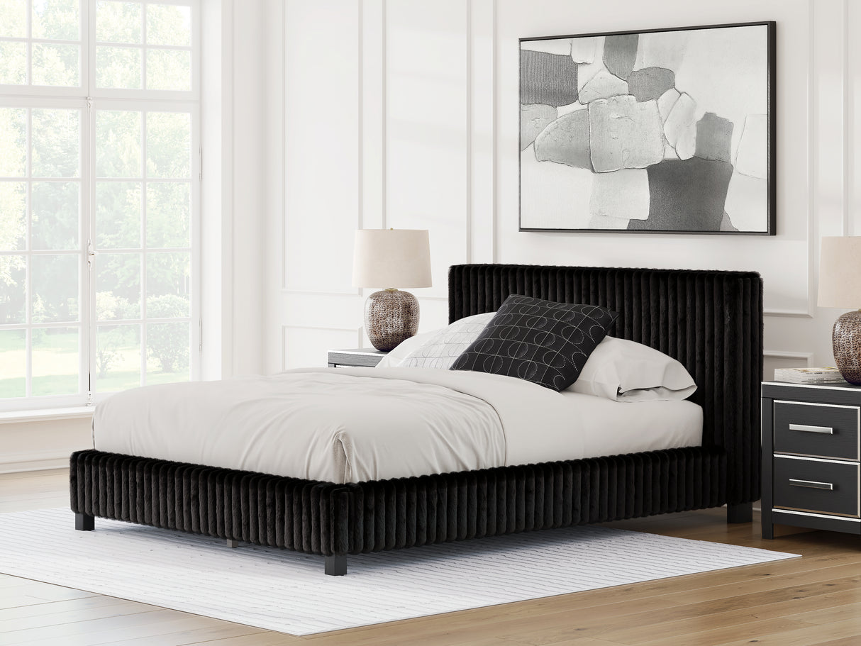 Zuraleus Black Queen Upholstered Bed from Ashley - Luna Furniture
