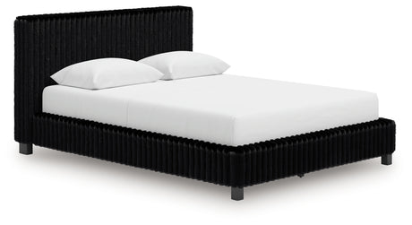 Zuraleus Black Queen Upholstered Bed from Ashley - Luna Furniture