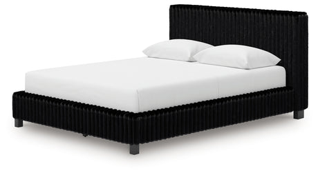 Zuraleus Black Queen Upholstered Bed from Ashley - Luna Furniture