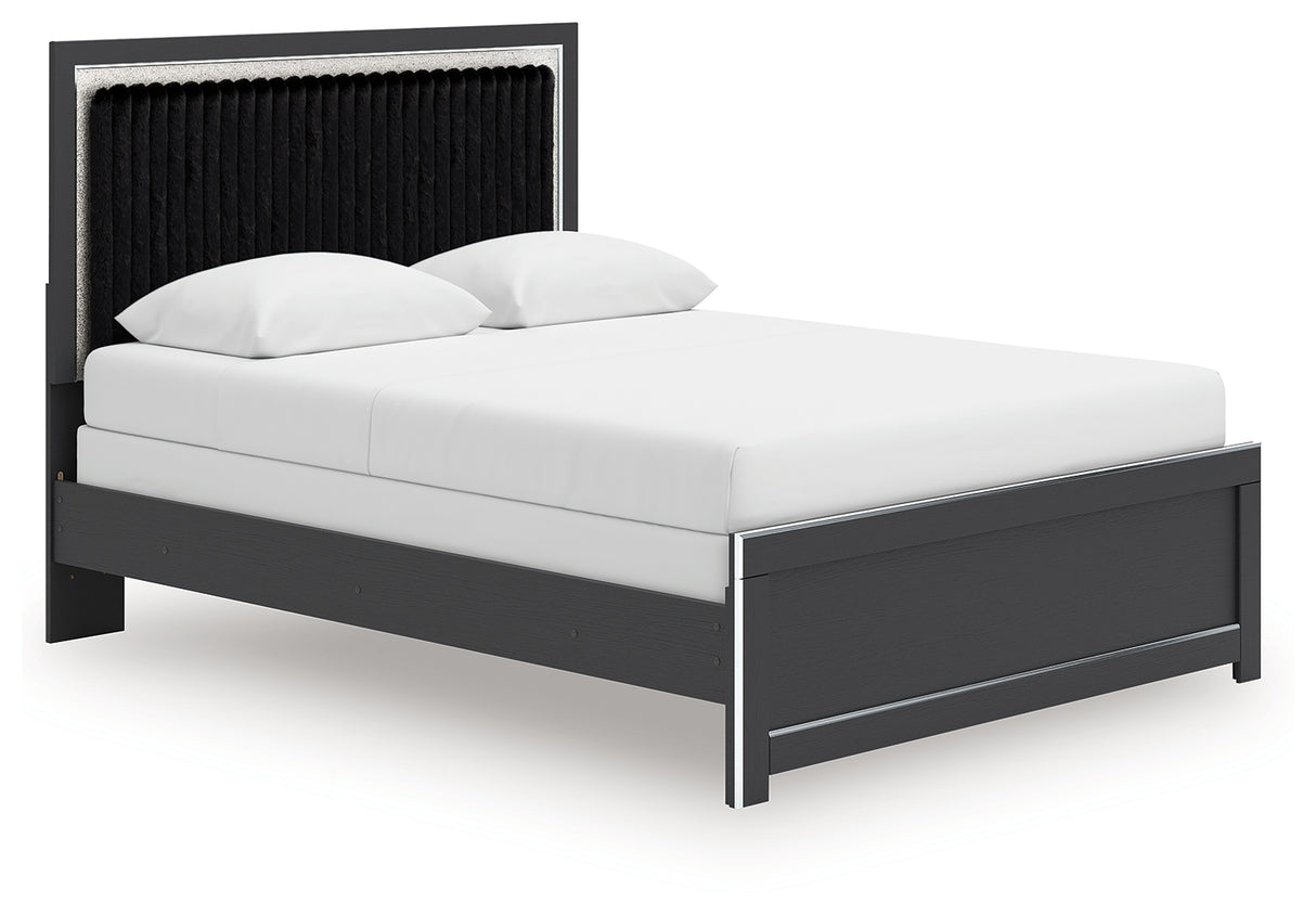 Zuraleus Black Queen Upholstered Panel Bed from Ashley - Luna Furniture
