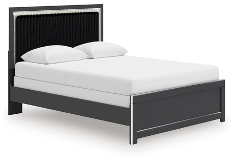 Zuraleus Black Queen Upholstered Panel Bed from Ashley - Luna Furniture