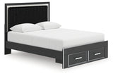 Zuraleus Black Queen Upholstered Panel Storage Bed from Ashley - Luna Furniture
